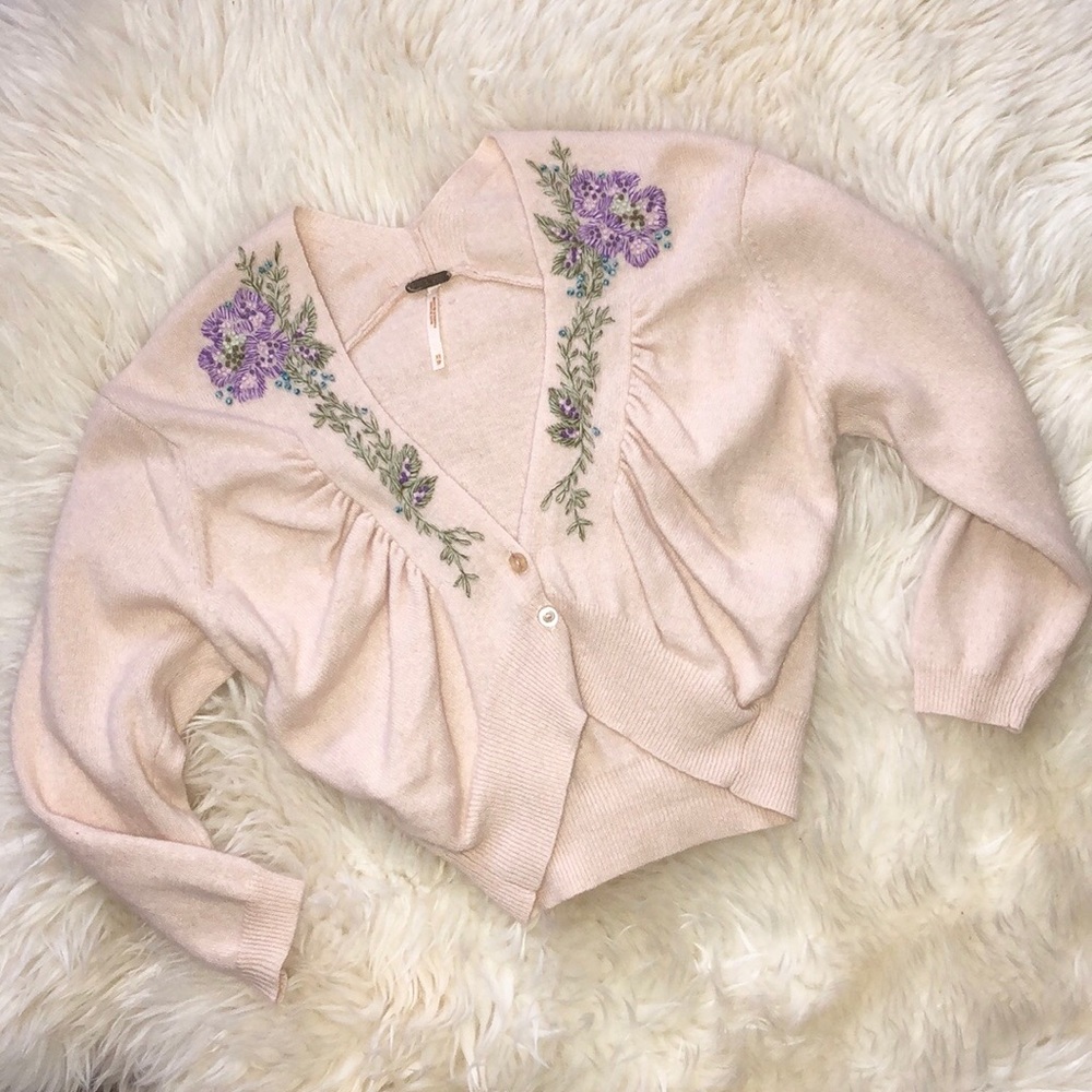 Free People Embroidered Shrug - Wool Blend